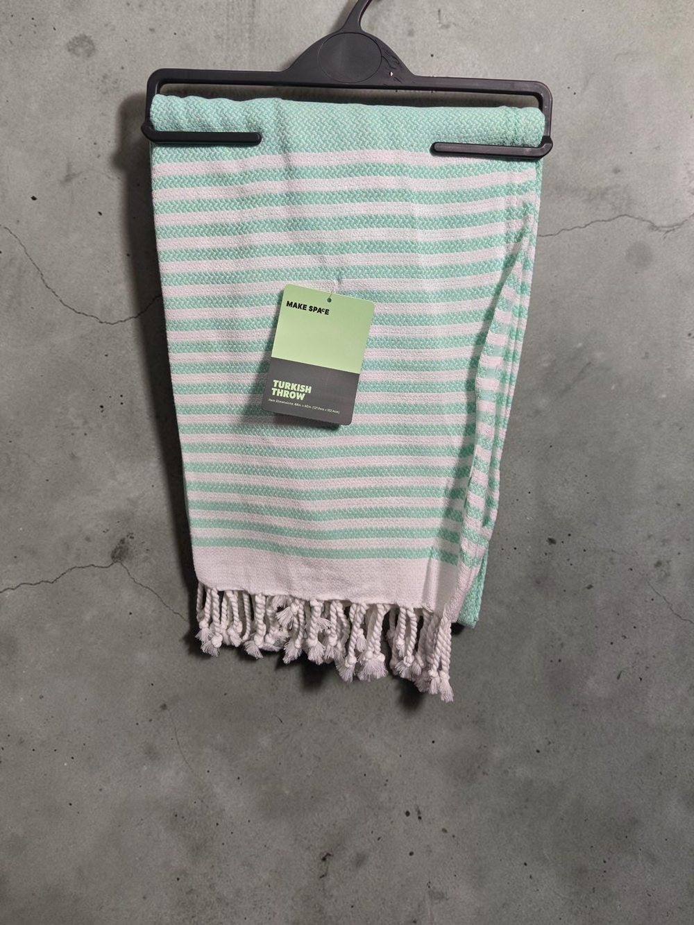 Make Space Mint Green Striped Turkish Throw Blanket 48x60 NWT